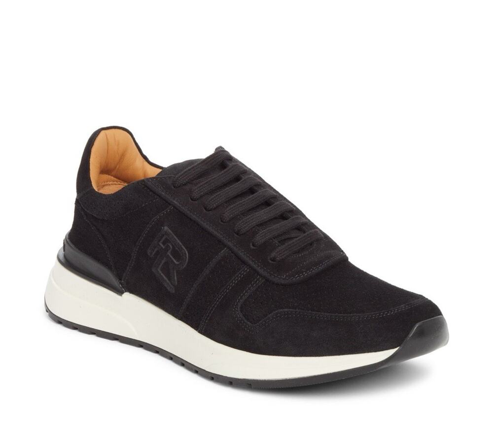 NIB Ralph Lauren Purple Label ‘Ethan’ Black Suede Logo Sneakers Size 8 $895.00